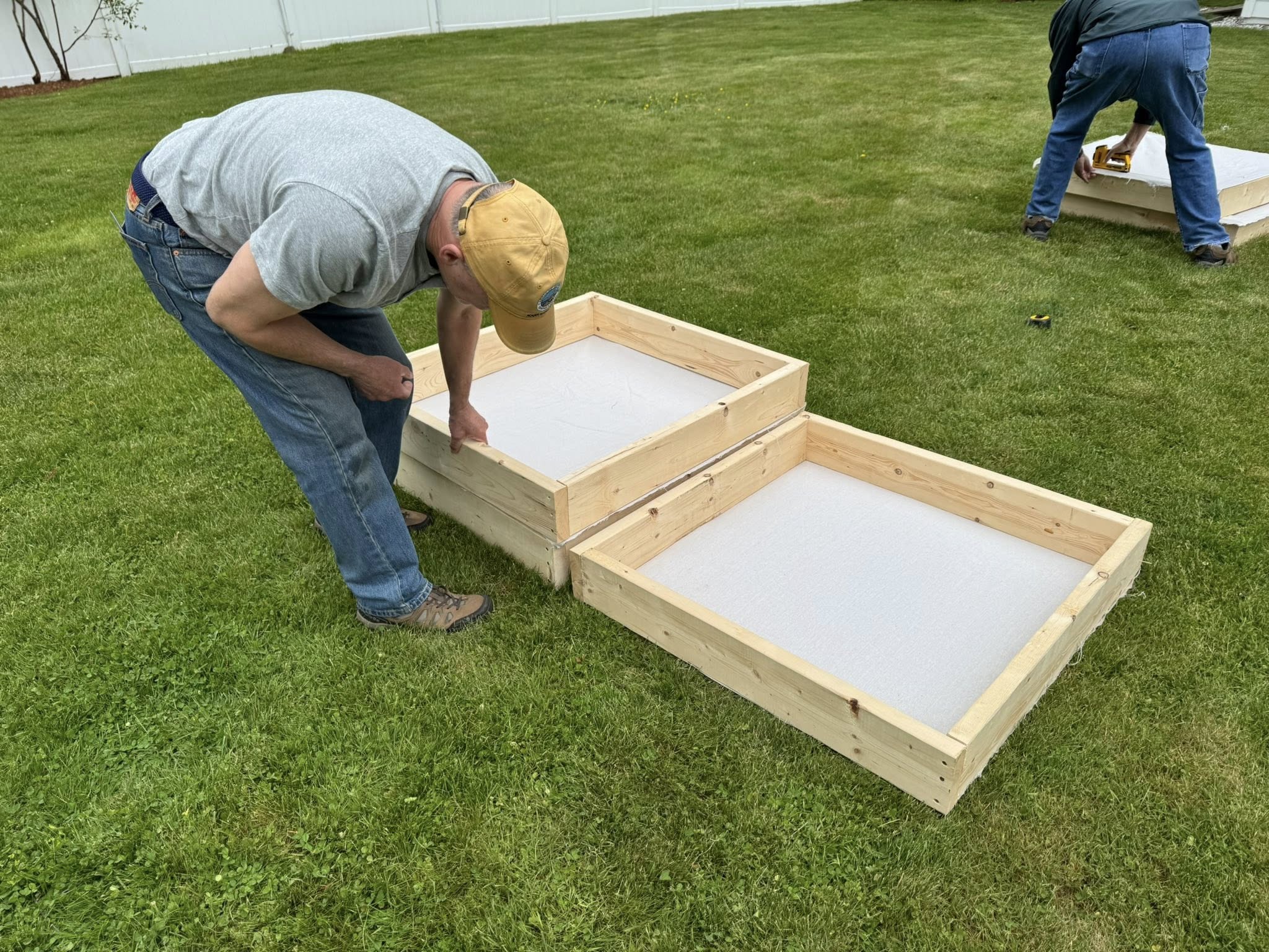Captain John Parker's Lexington Company helps build fire boxes for the 250th Bunker Hill Reenactment